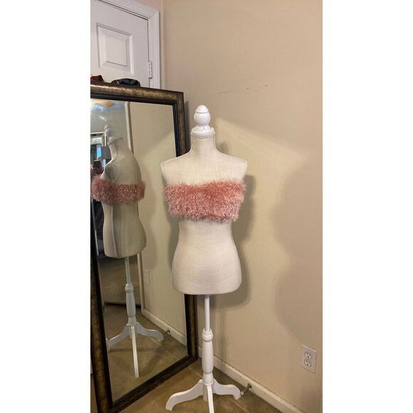 Fashion Nova Pink faux fringe tube top Sz Medium - Picture 3 of 7